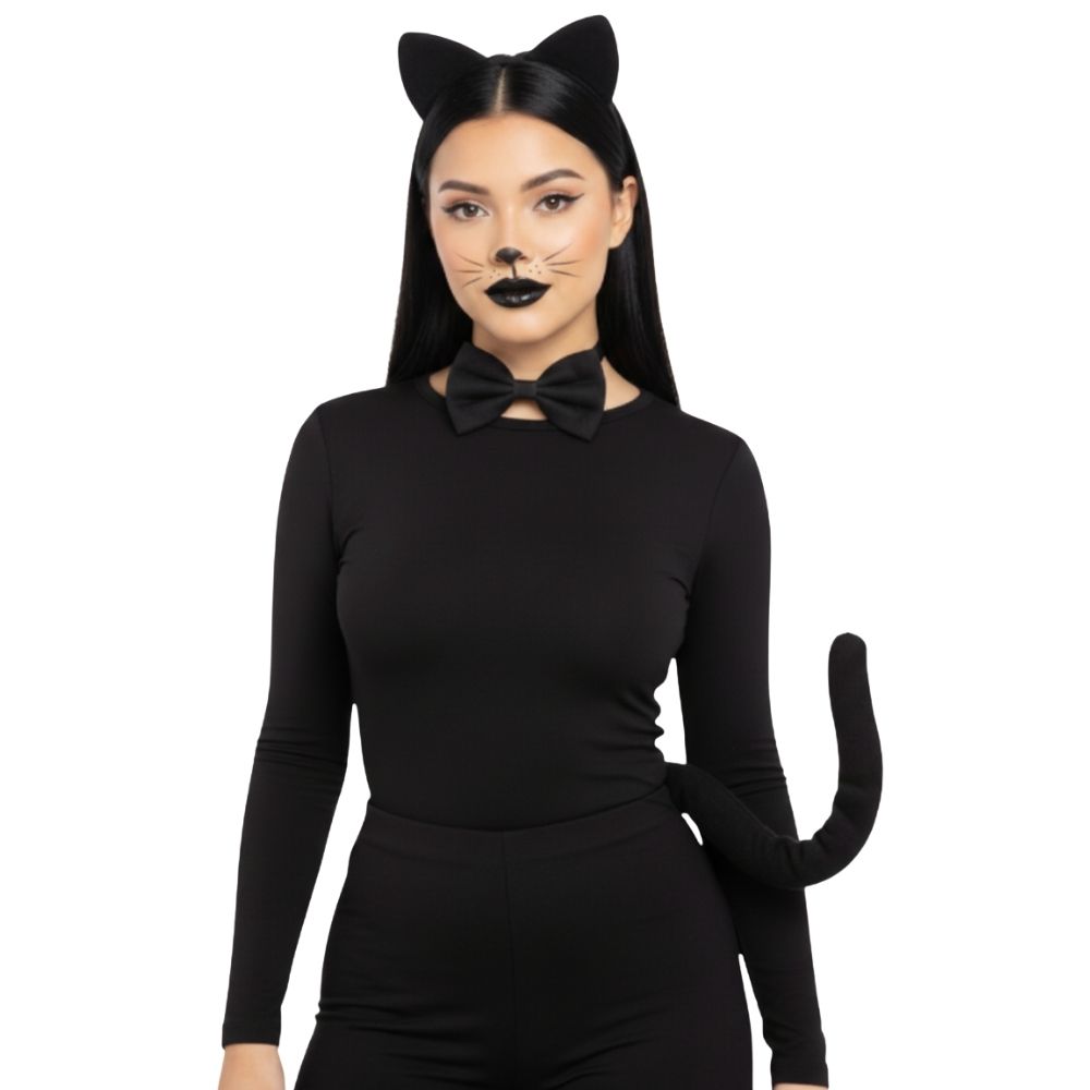 סט אביזרי חתול שחור לתחפושת - קלאסי, מתוק ונוח במיוחד