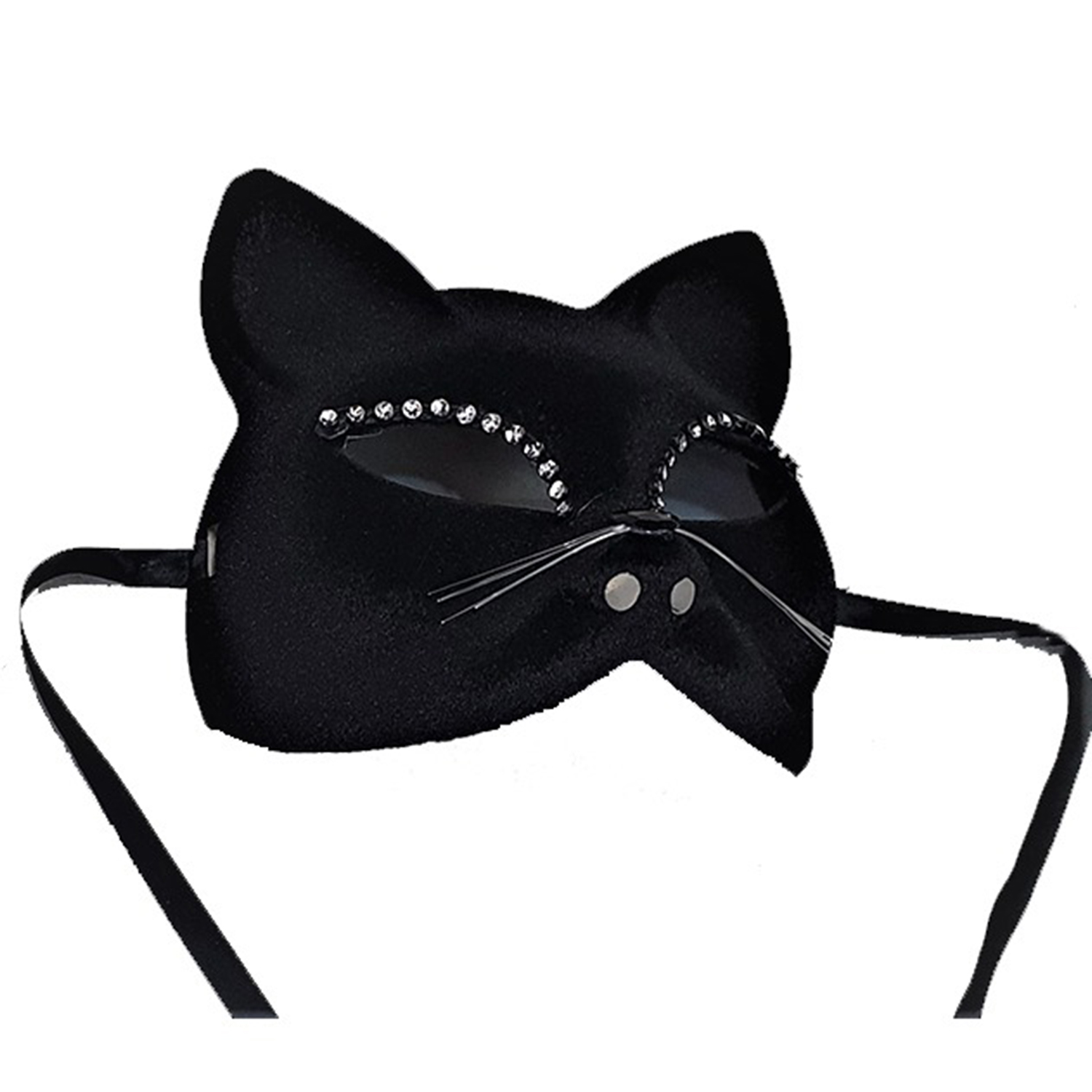 מסכת חתול מפוארת קטיפה עם אבנים