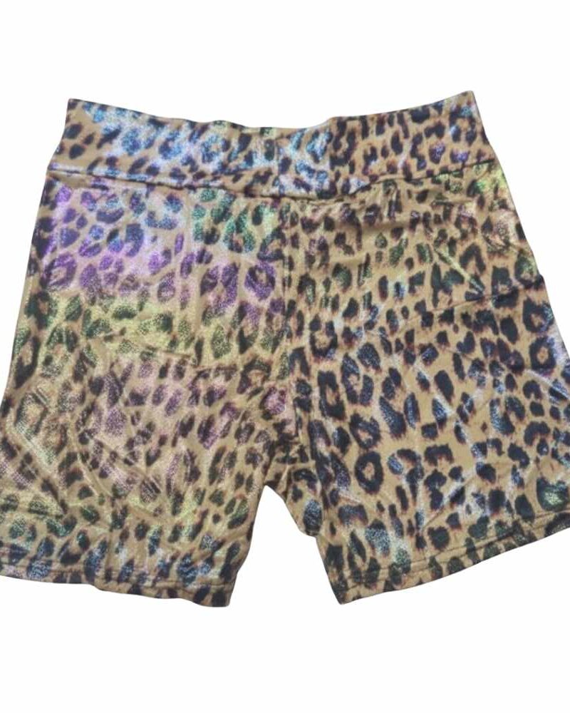 מכנסון מחטב מבריק גזרה גבוהה לאישה - מנומר