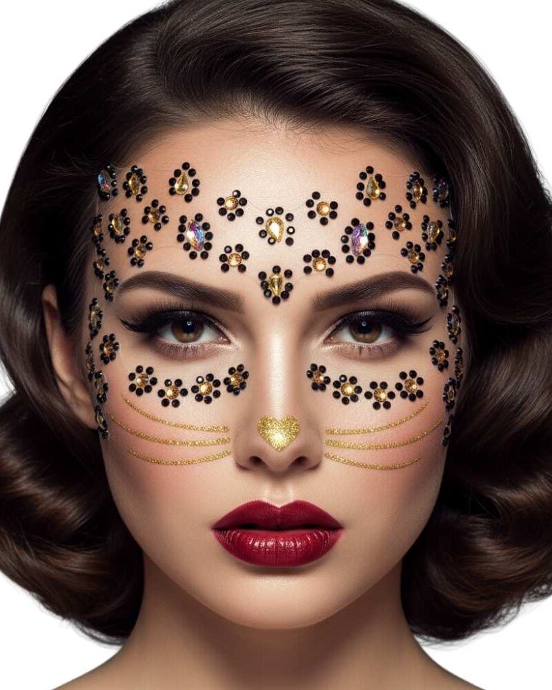 מדבקות פנים נמר זהב־שחור פרימיום