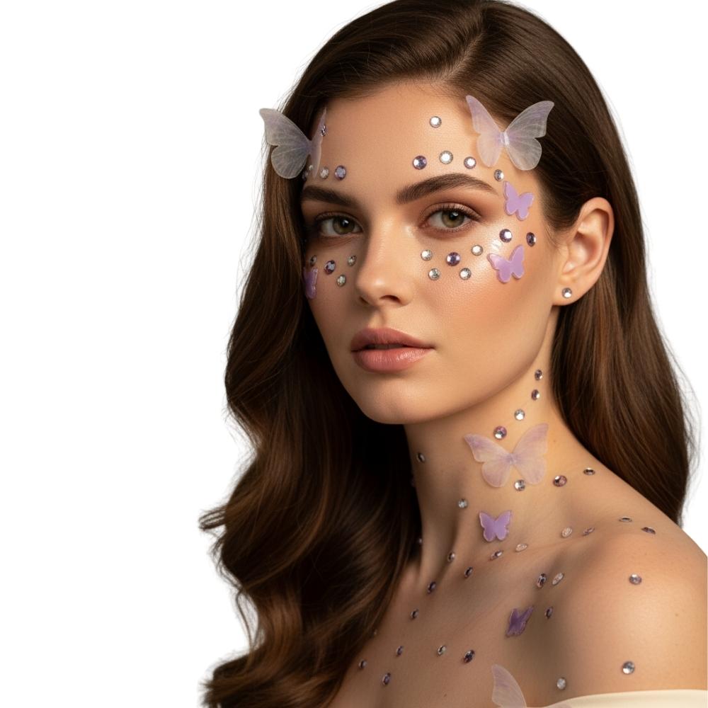 מדבקות פרפרים ונצנצים לפנים ולגוף