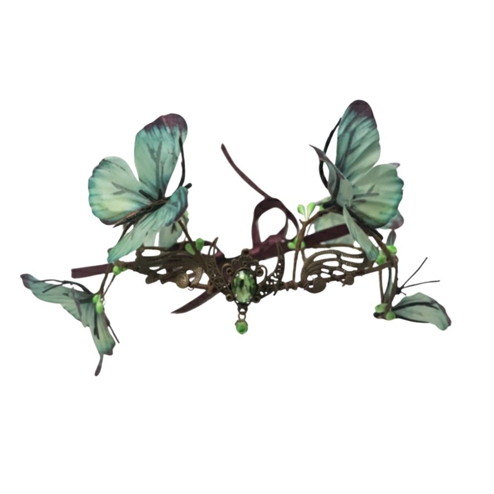 נזר קסום כנפיים ופרפרים ירוקים