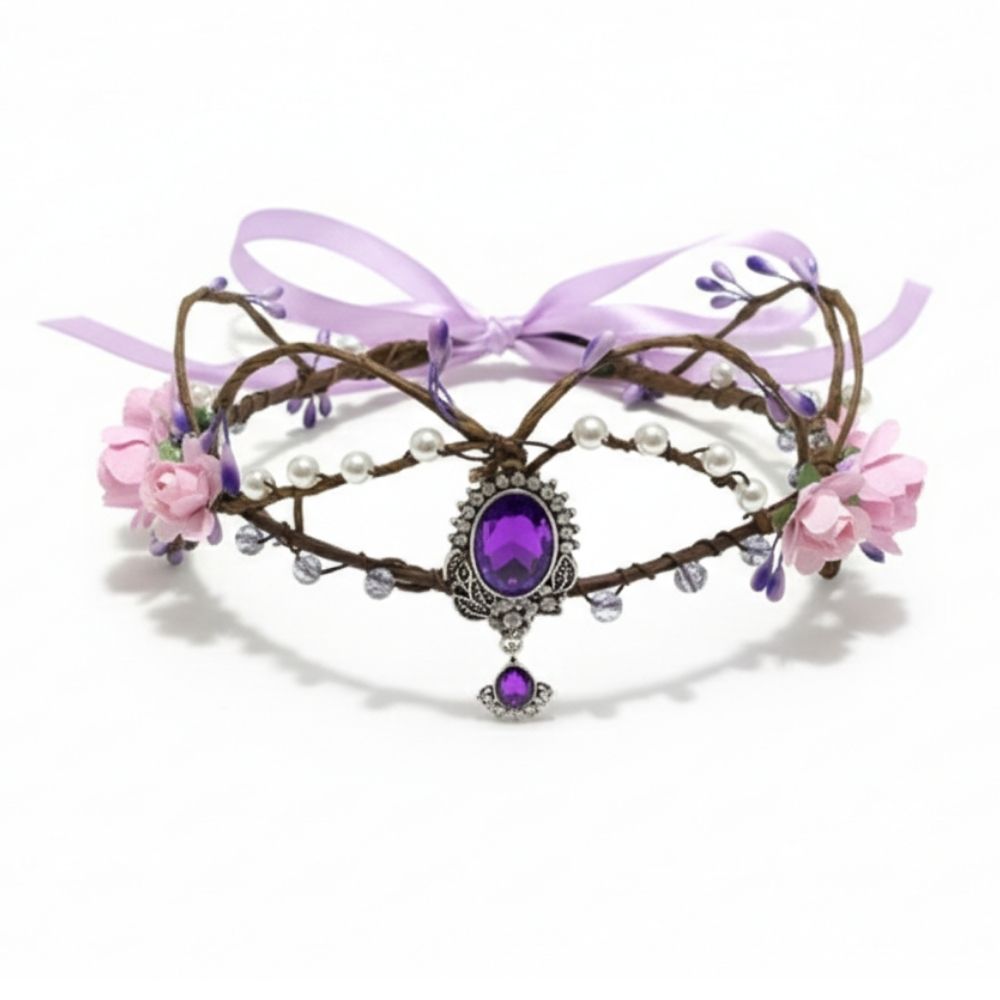 נזר קסום בעיצוב מלכות לילך עם תליון אבן סגולה