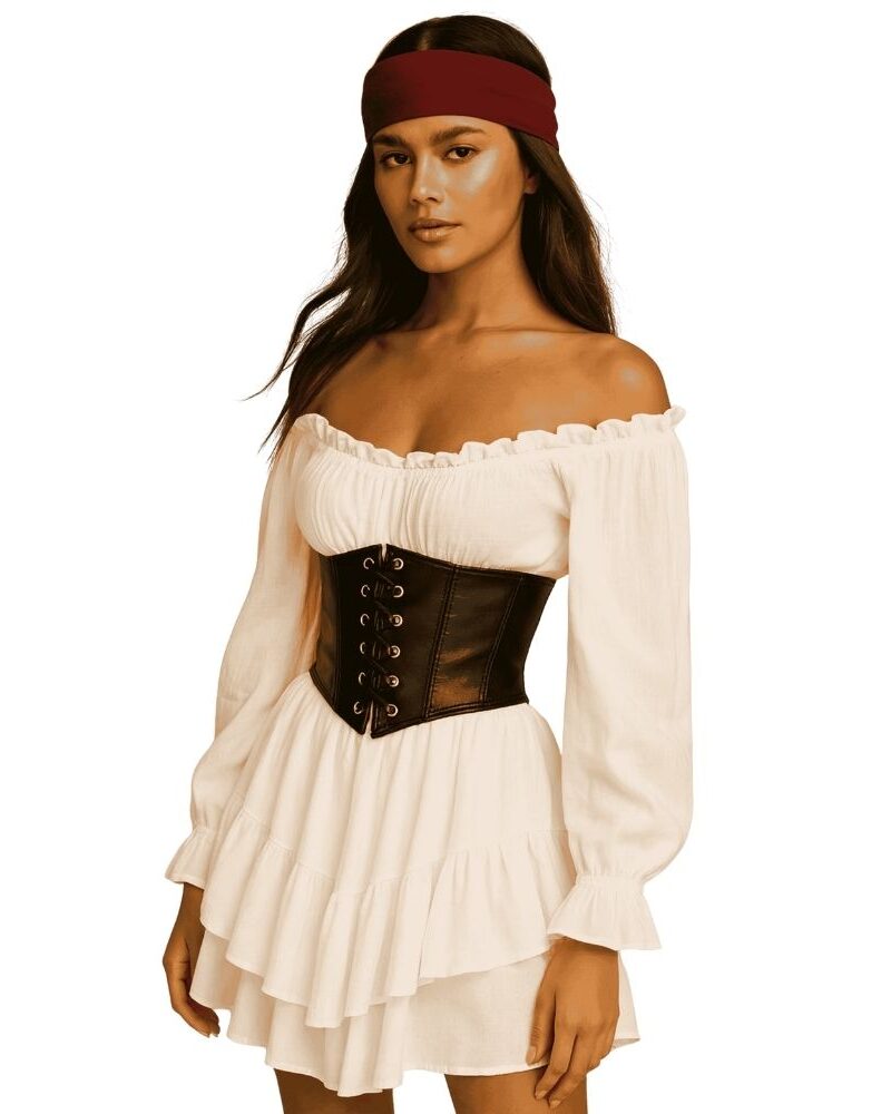 שמלת פיראטית מהודרת : שחור / לבן