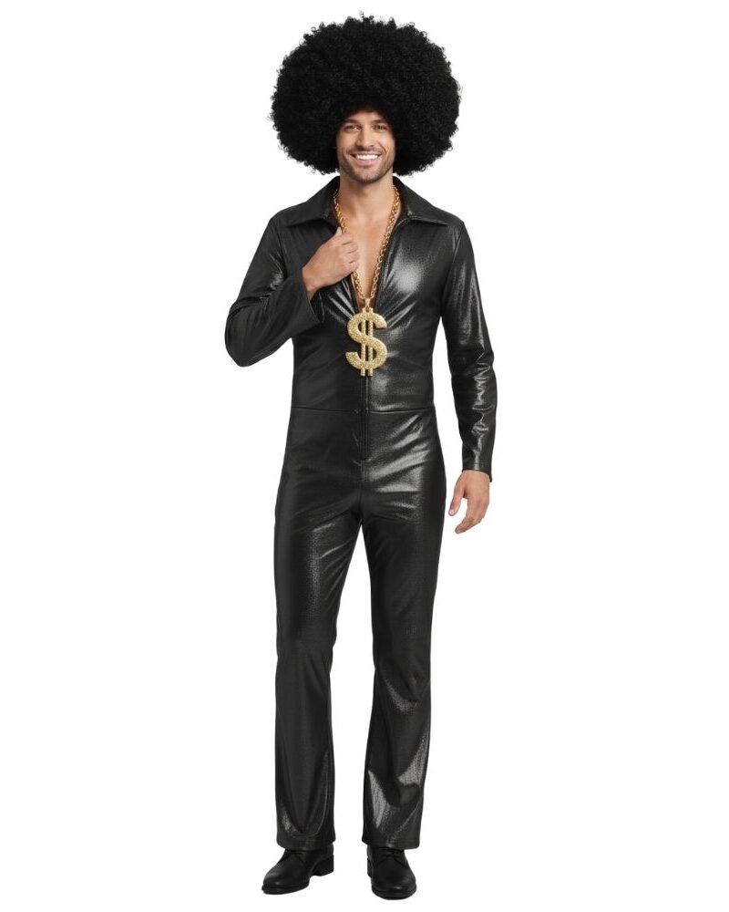 חליפת דיסקו שחורה לגבר מראה מבריק ובלתי נשכח