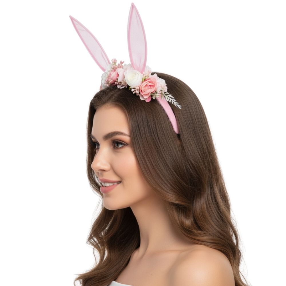 קשת אוזני ארנבת תחרה עם פרחים  ✨