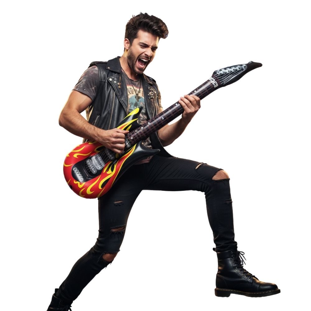 גיטרת רוק מתנפחת - עיצוב Rock Star בועט (95 ס"מ)