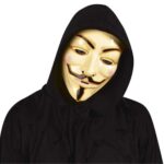 מסכת אנונימוס מקורית מבית Rubie's עם תאורת LED וגימור איכותי