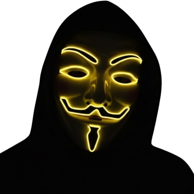 מסכת אנונימוס (Anonymous) מקורית מבית Rubie's: המראה העוצמתי עם תאורה