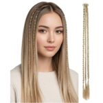 דוגמנית עם תוספת שיער צמות בלונד